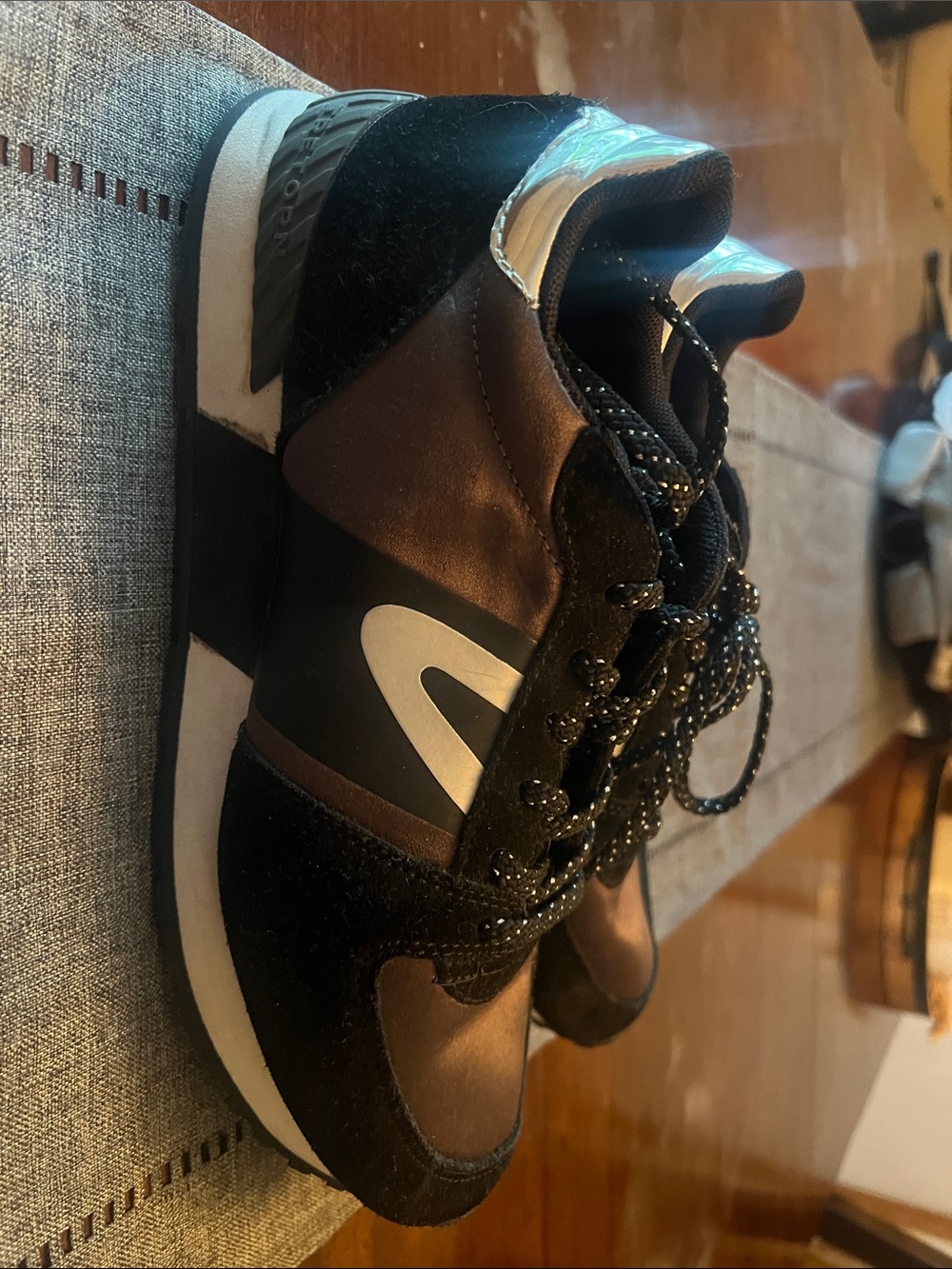Tretorn Black and Silver Lace-Up Retro Sneakers